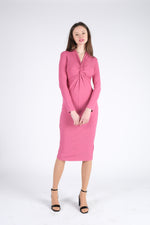 Vestido midi rosa con lazo