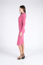 Vestido midi rosa con lazo