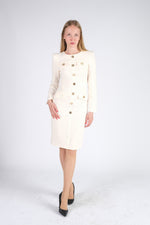 Cream Buttons Midi Dress