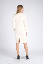 Cream Buttons Midi Dress