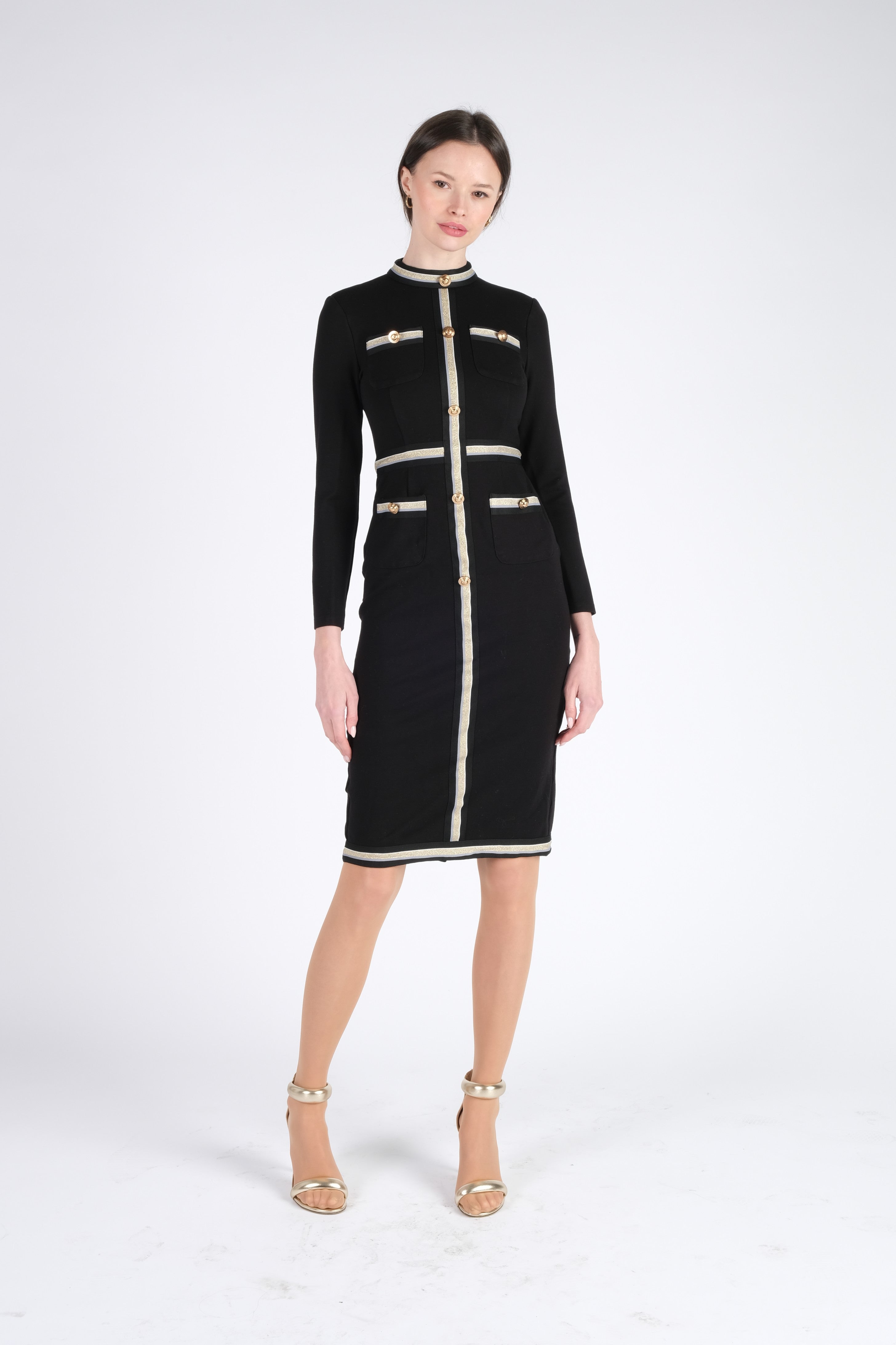 Black Midi Dress with Buttons Black Midi Dress with Buttons