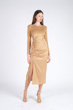 Beige Satin Dress