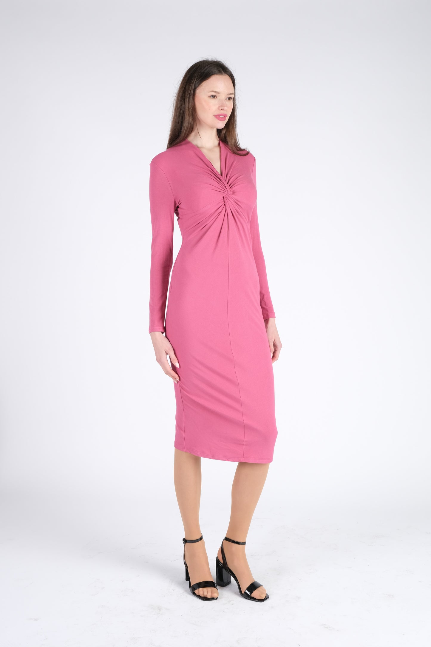 Tie Pink Midi Dress