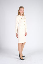 Cream Buttons Midi Dress