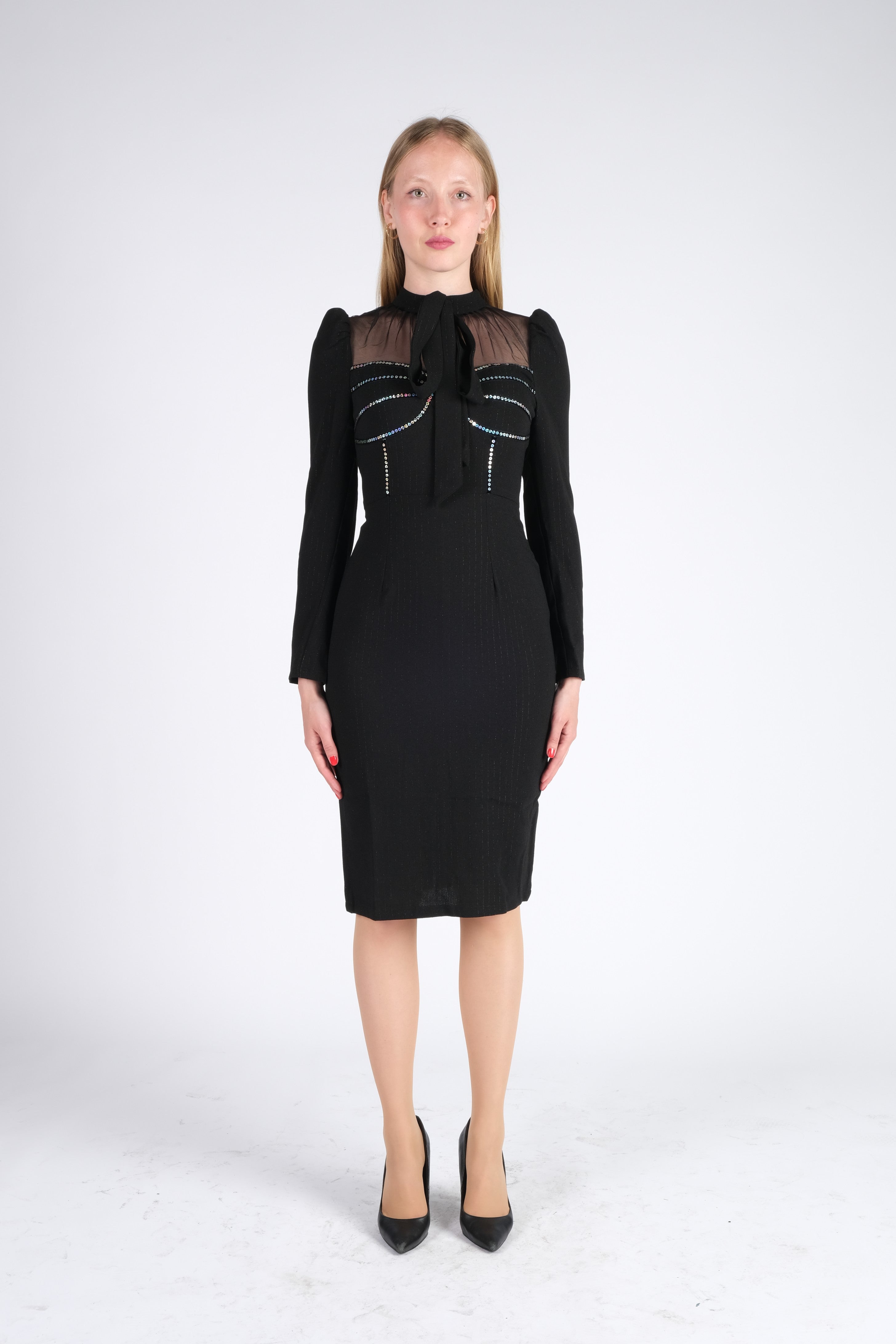 formal black midi dresses Black Midi Dress with Sequins– SHILAT ELIAV