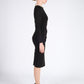 Black Midi Dress with Pearls