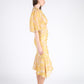Yellow Midi Dress with Puff Sleeves