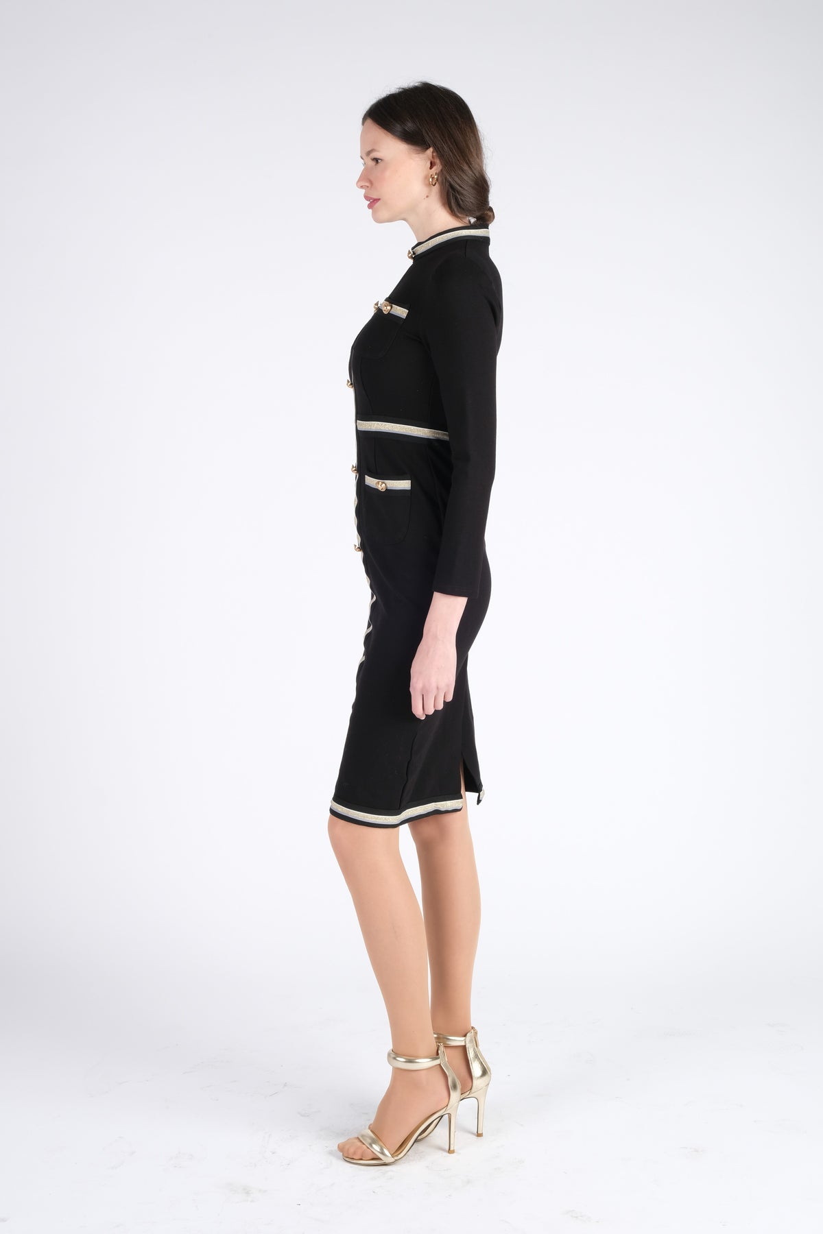 Black Midi Dress with Buttons
